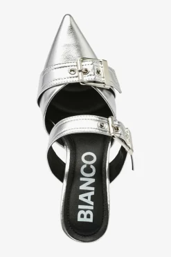 Bianco Sandaler med hæl biaGlam Mule Double Buckle Metallic PU
