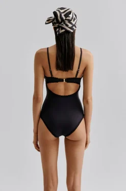 By Malina Badedragt Nila V-neck Crochet Trimmed