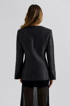 By Malina Blazer Nori Fitted Heavy Satin Blazer