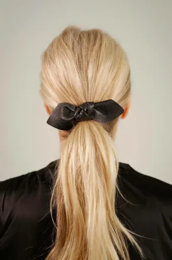 Corinne Leather Bow Big Hair Tie