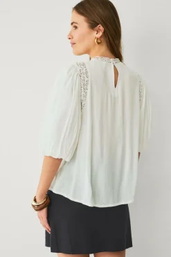 Ellos Collection Bluse med blondeindsatser