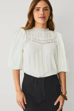 Ellos Collection Bluse med blondeindsatser