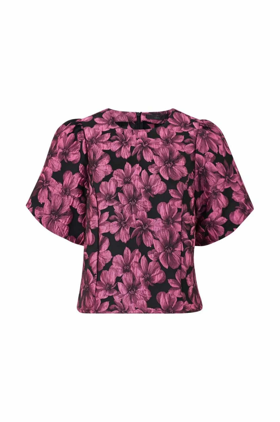 Ellos Collection Jacquardvævet bluse med pufærmer