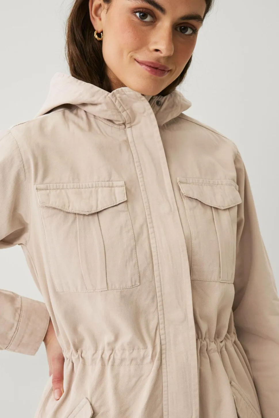 Ellos Collection Lang parka i bomuldstwill