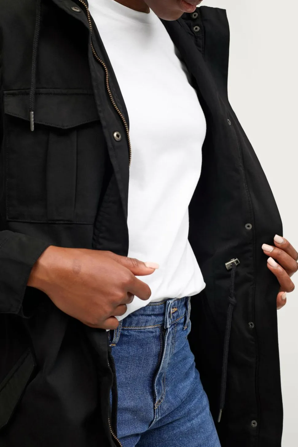 Ellos Collection Lang parka i bomuldstwill