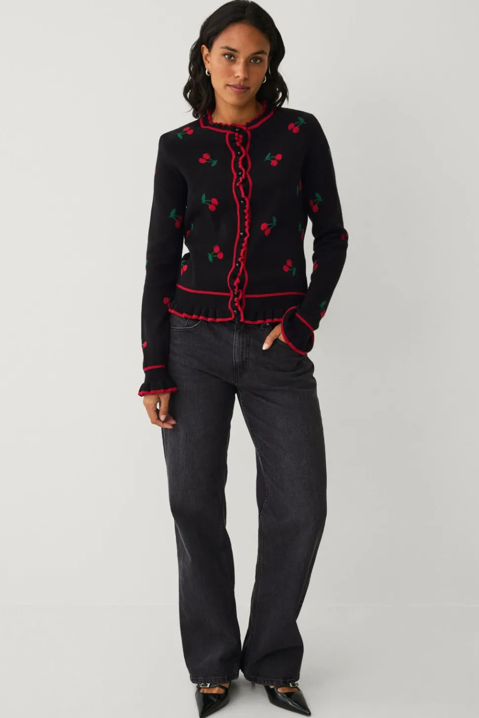 Ellos Collection Mønsterstrikket cardigan