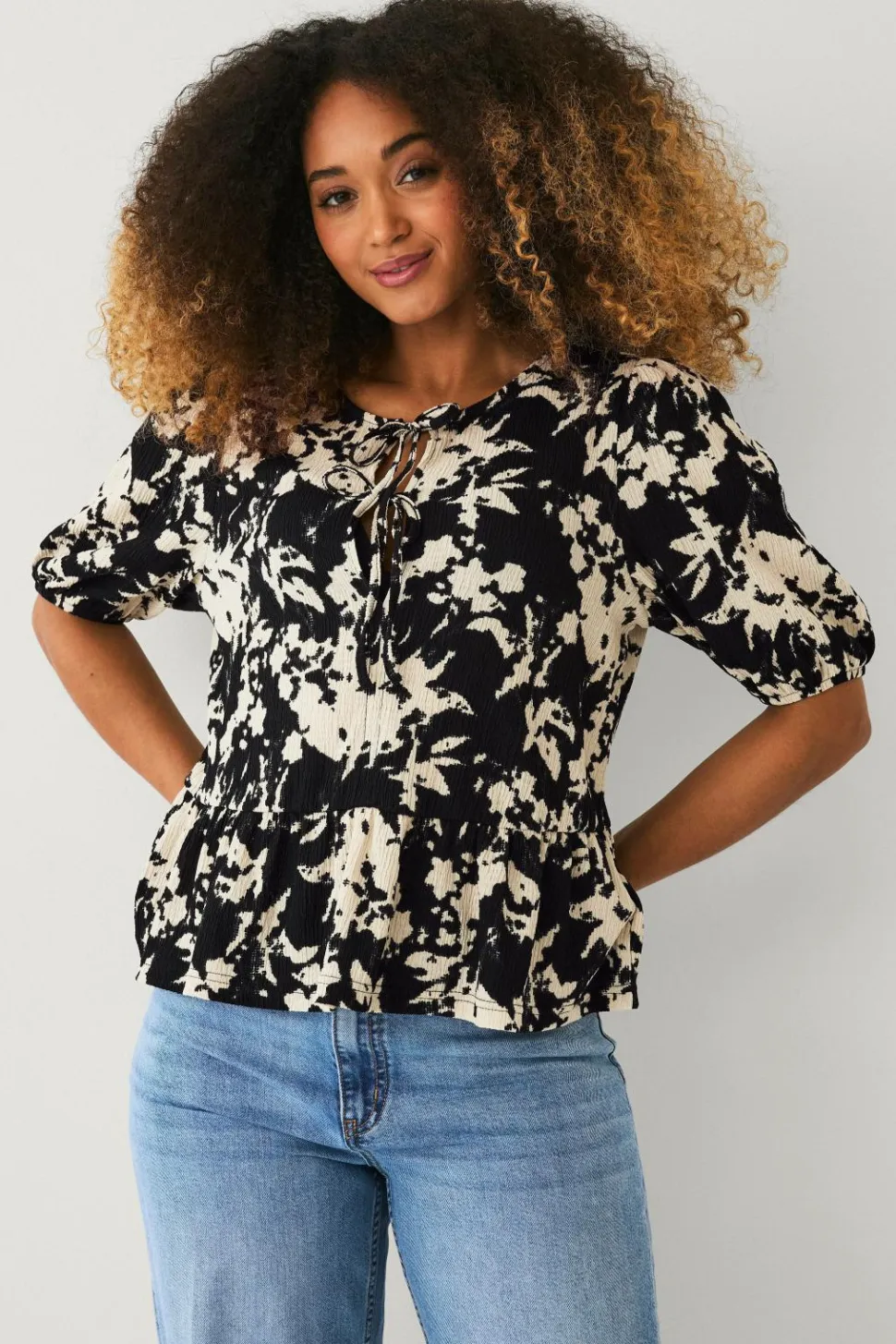 Ellos Collection Peplum-top med bindebånd