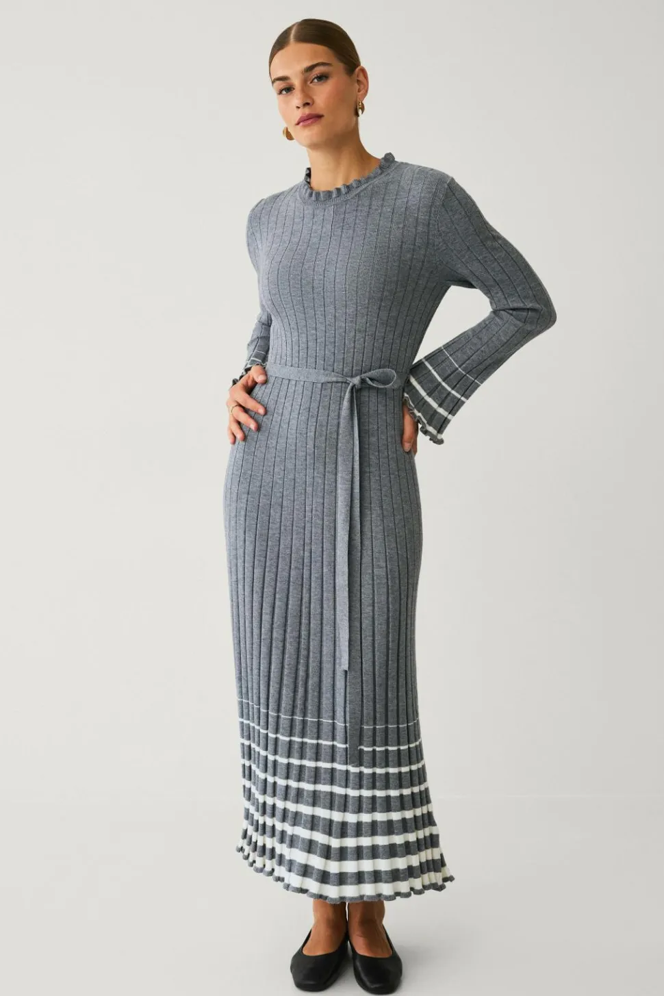 Ellos Collection Ribbet maxi kjole