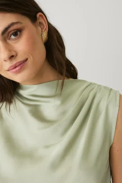 Ellos Collection Ærmeløs satinbluse med drapering