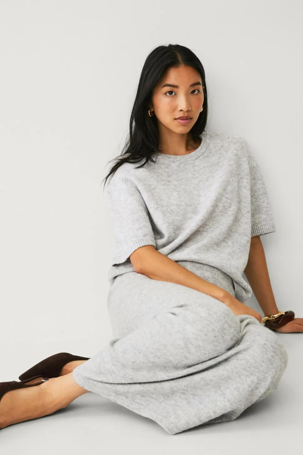 Ellos Collection Strikket maxi nederdel
