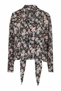 Ellos Collection V-formet bluse med bindebånd i halsen