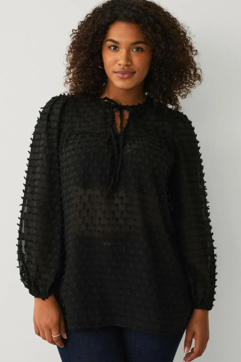 Ellos Plus collection Vid bluse med ballonærmer