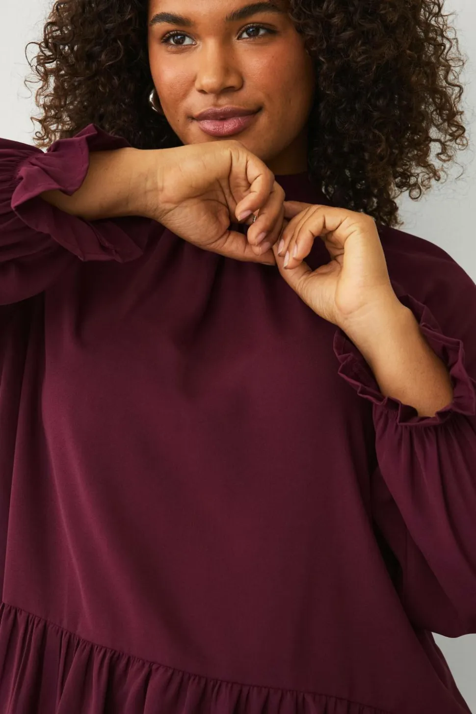 Ellos Plus collection Chiffonbluse med flæser