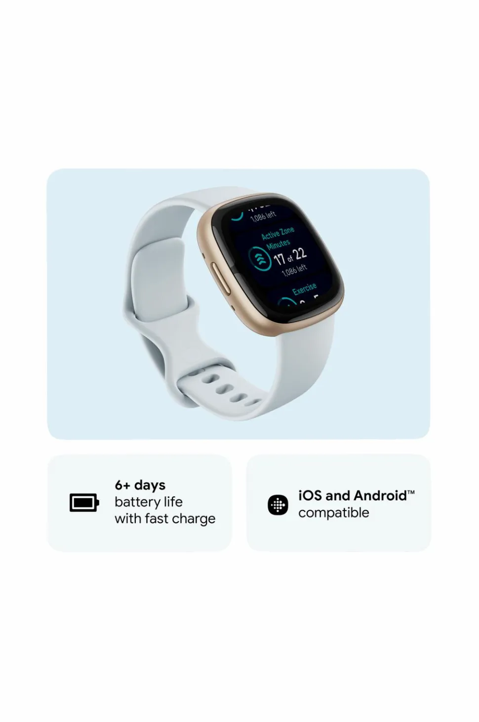 Fitbit Sense 2, Blue Mist/Soft Gold