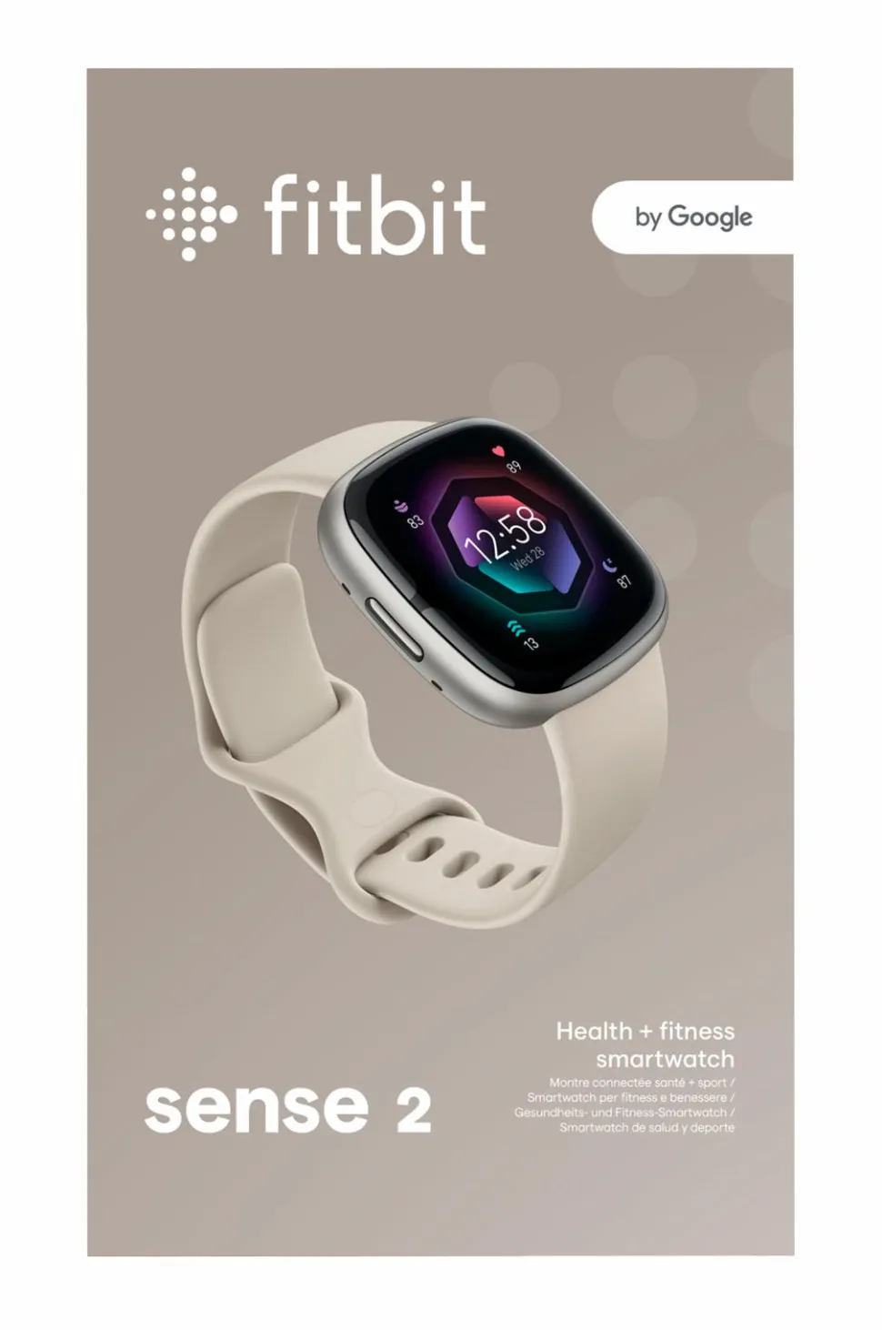 Fitbit Sense 2, Lunar White/Platinum