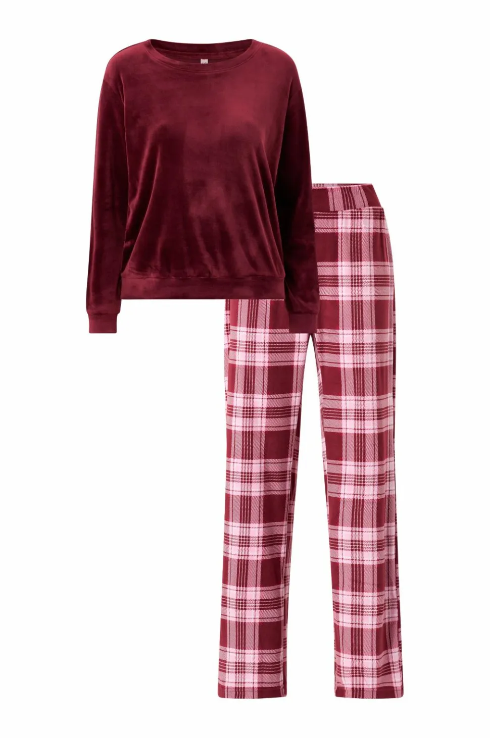 Hunkemöller Pyjamassæt PJ Set LS Velours Check