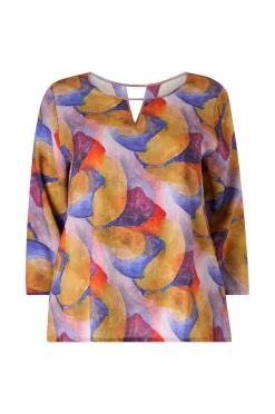 NO. 1 BY OX Bluse Loose w V-front And 3/4 Sleeves