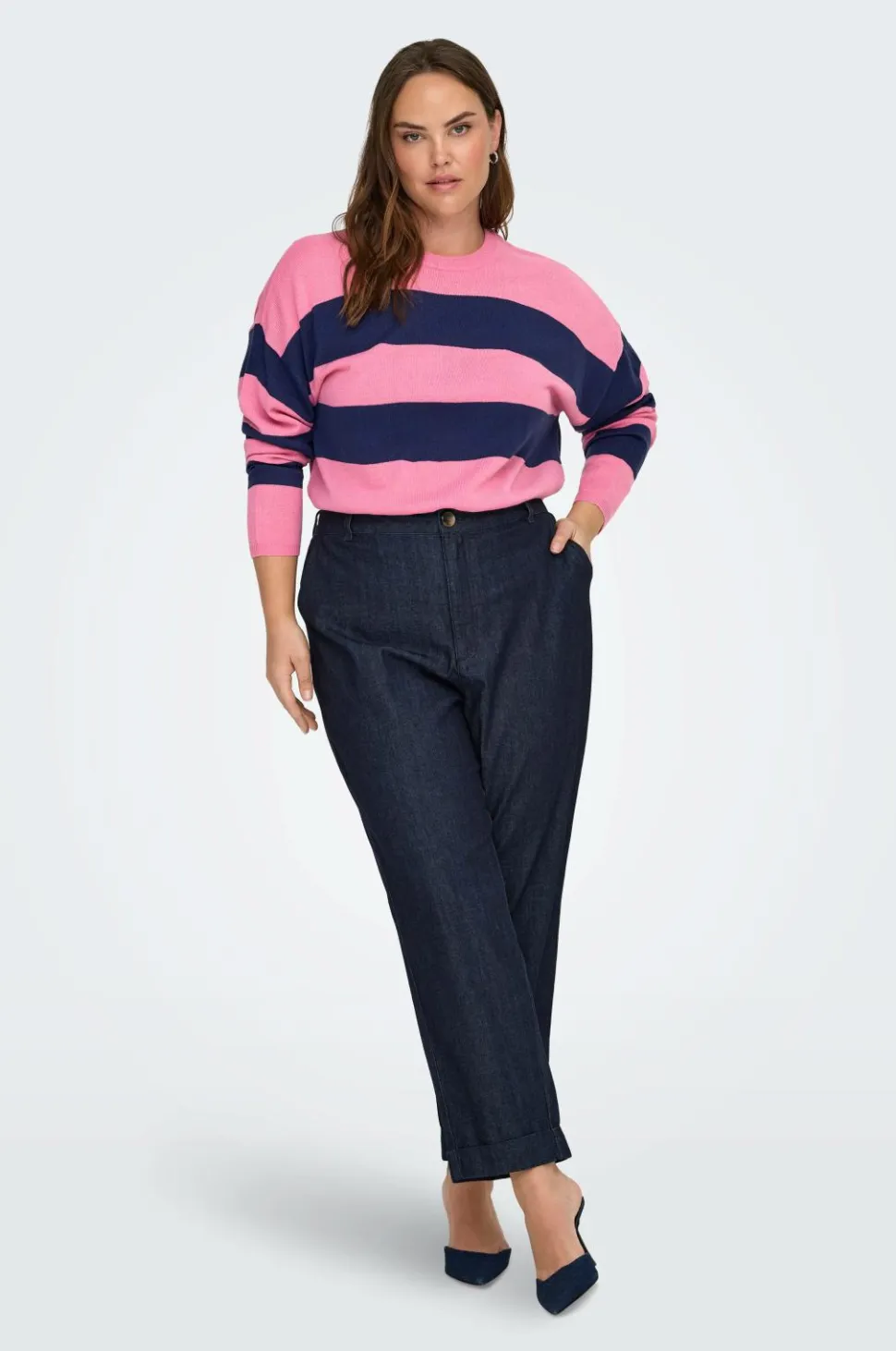 Only Carmakoma Pullover carDerry LS Stripe O-neck Knt
