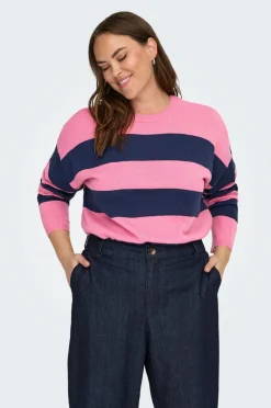 Only Carmakoma Pullover carDerry LS Stripe O-neck Knt