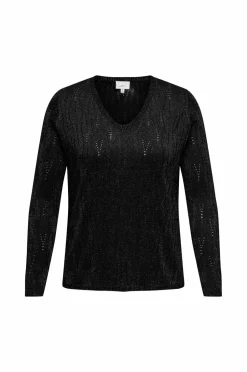 Only Carmakoma Top carMella LS Glitter V-neck Knt