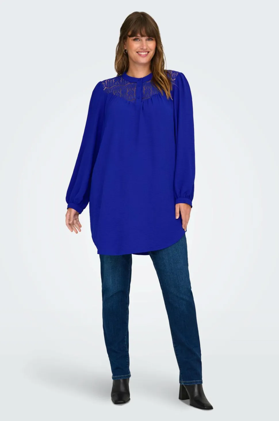 Only Carmakoma Tunika carMette Life L/S Mix Lace Long Top