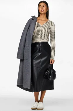 pieces Nederdel pcNeeth HW PU Midi Skirt