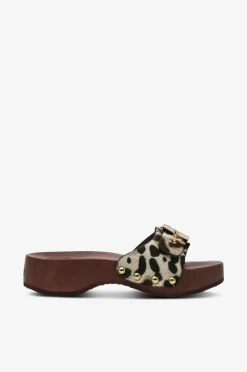 Scholl Træsko SL Pescura Heel SR Leather White-multi