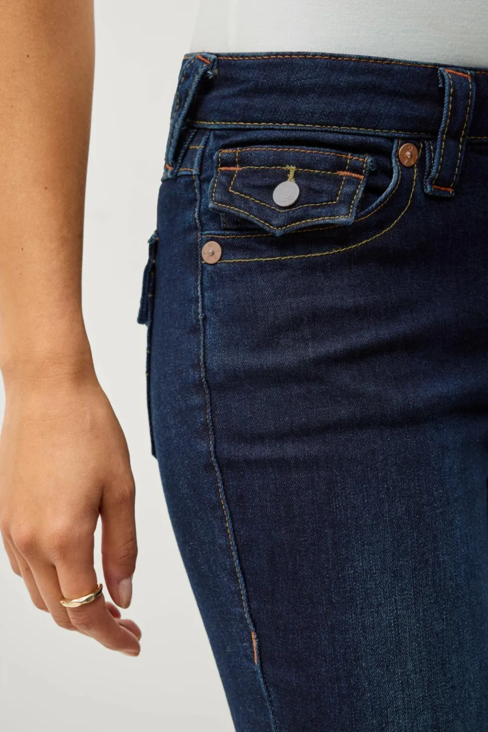 True Religion Jeans Becca Mid Rise Boot Cut Flap