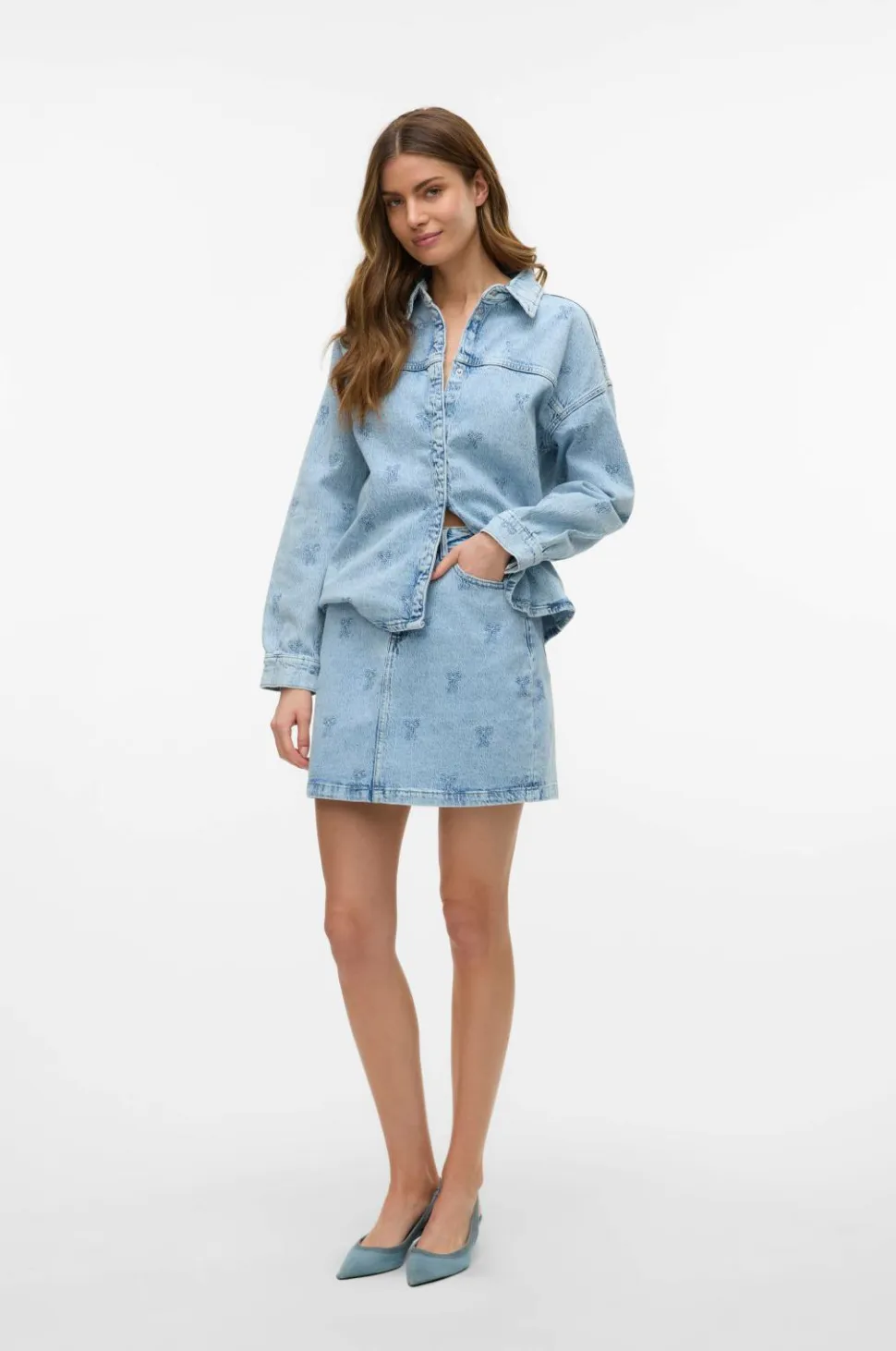 Vero Moda Cowboynederdel vmTessa HR Short Emb Skirt RA339