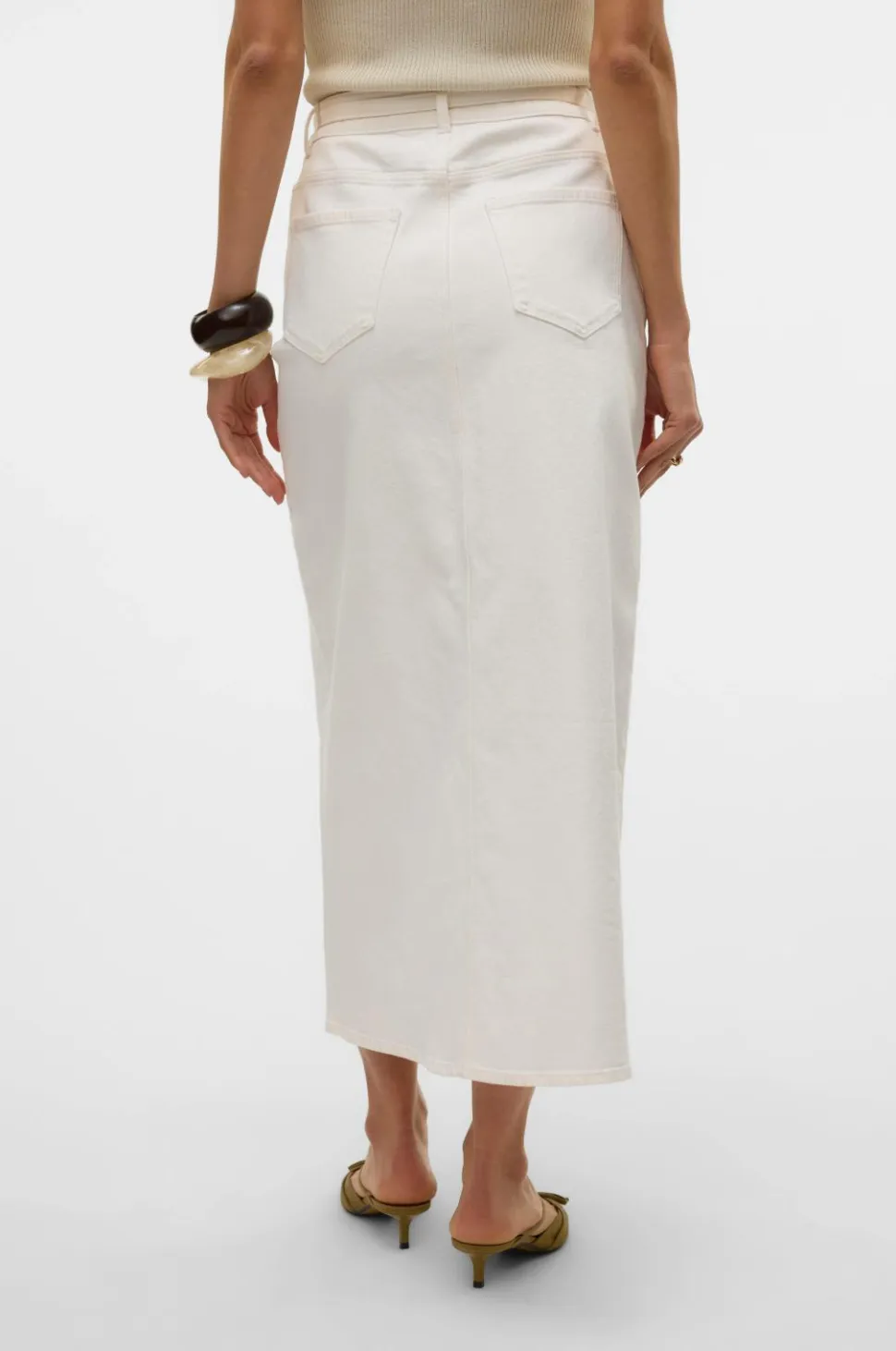 Vero Moda Maxi nederdel vmLizzy HR Belt Long Slit Dnm Skirt