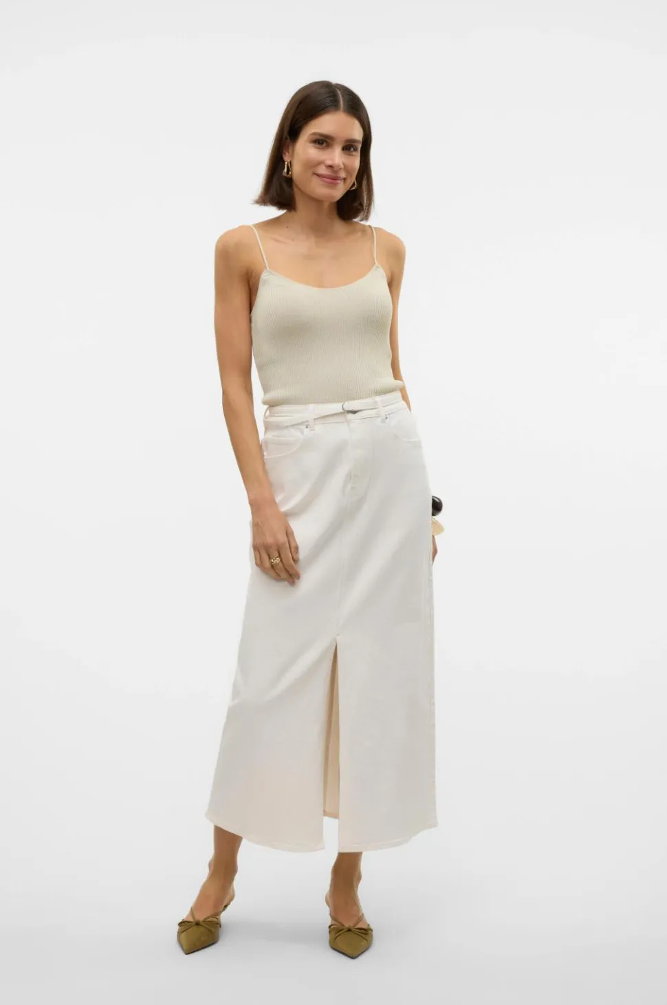 Vero Moda Maxi nederdel vmLizzy HR Belt Long Slit Dnm Skirt