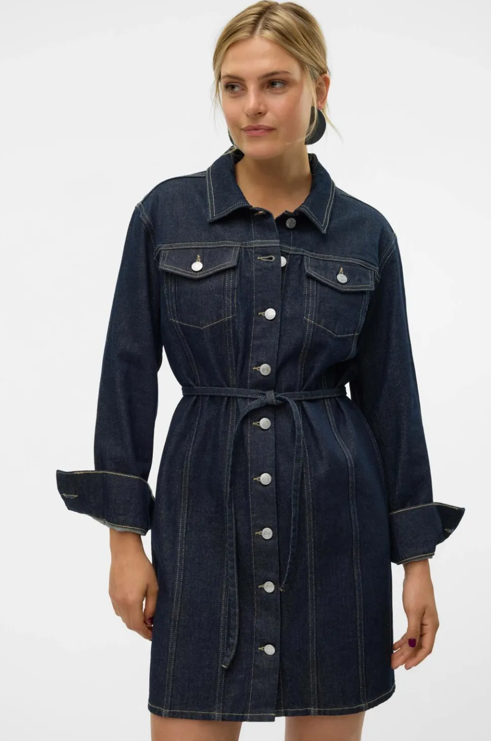 Vero Moda Skjortekjole vModa LS Short Dnm Dress Ra3009