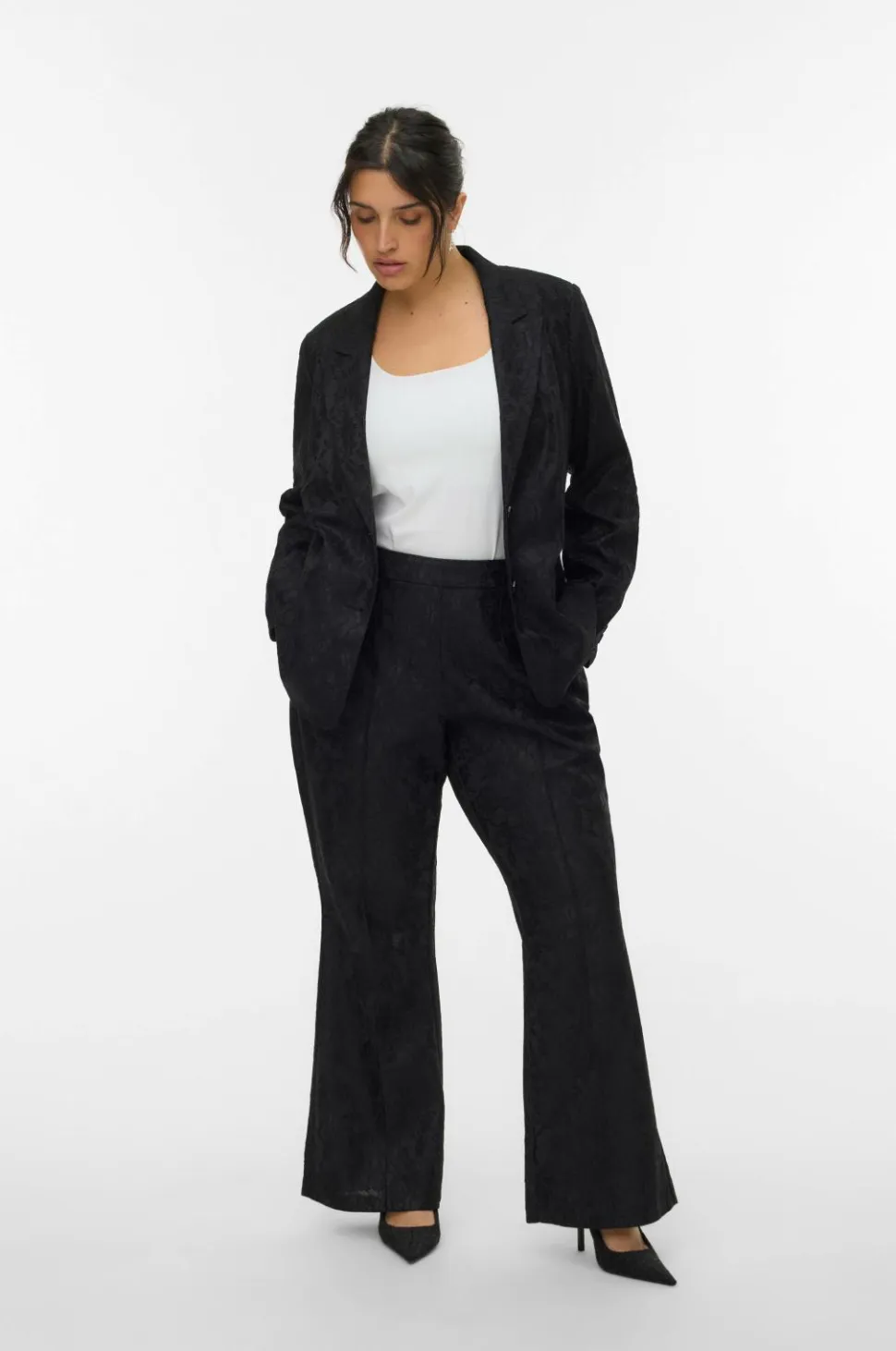 Vero Moda Curve Bukser vmcScarly MW Flared Lace Pant Cur