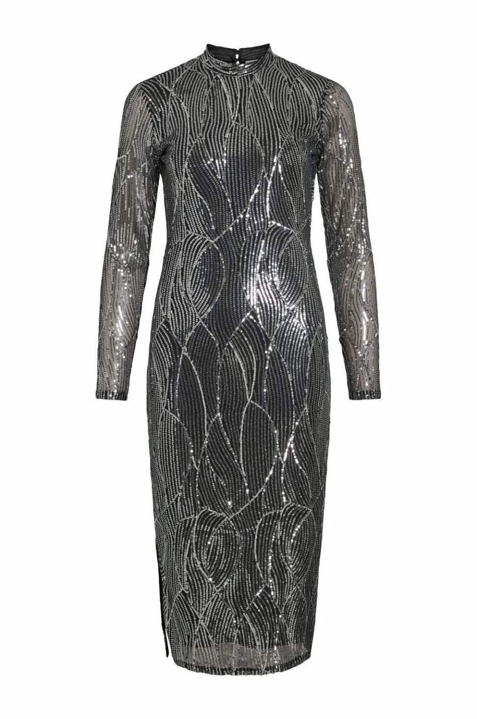 Vila Kjole viGigi Highneck Sequin L/s Midi Dress