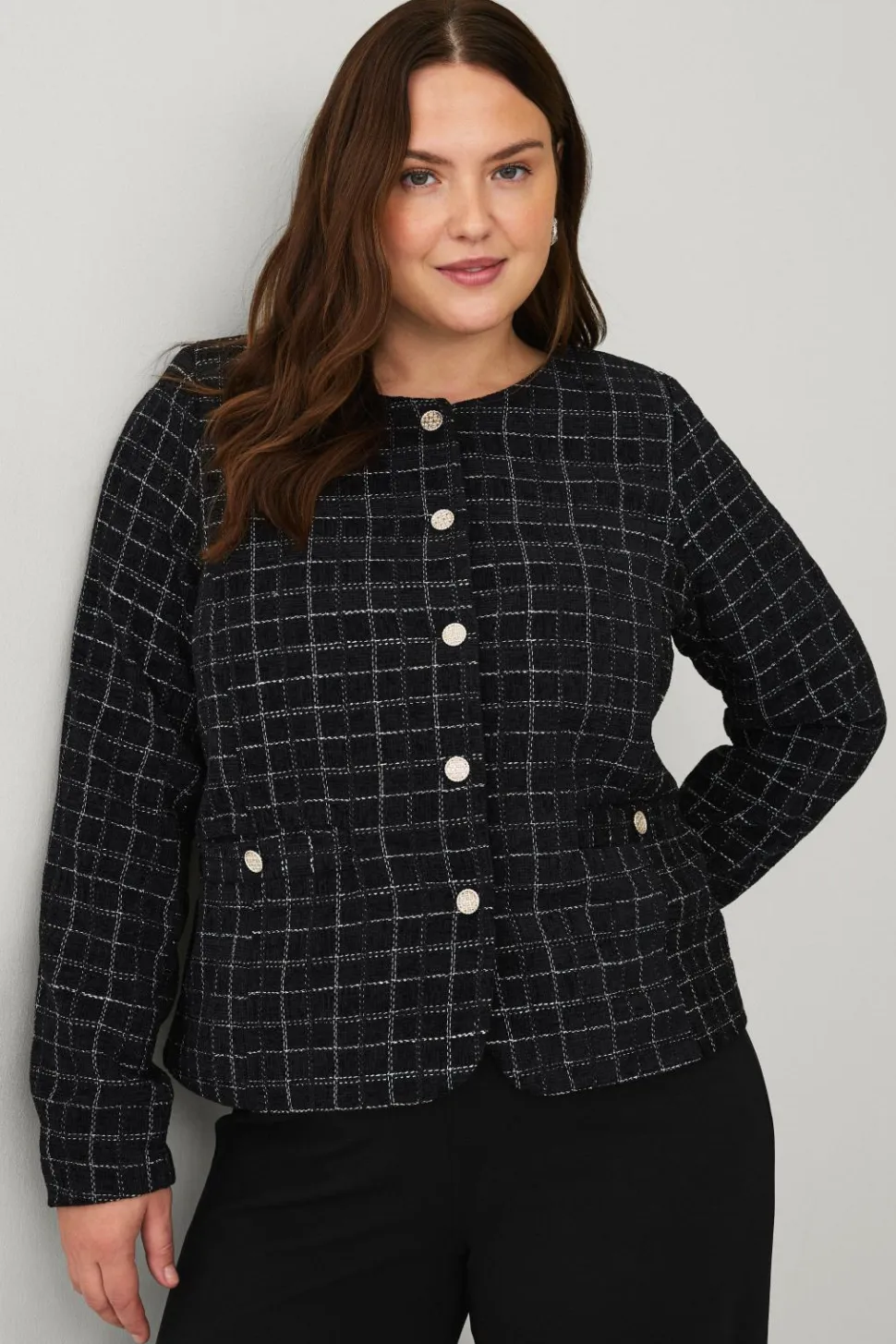 Zizzi Blazer mMonia L/S Buclé Blazer