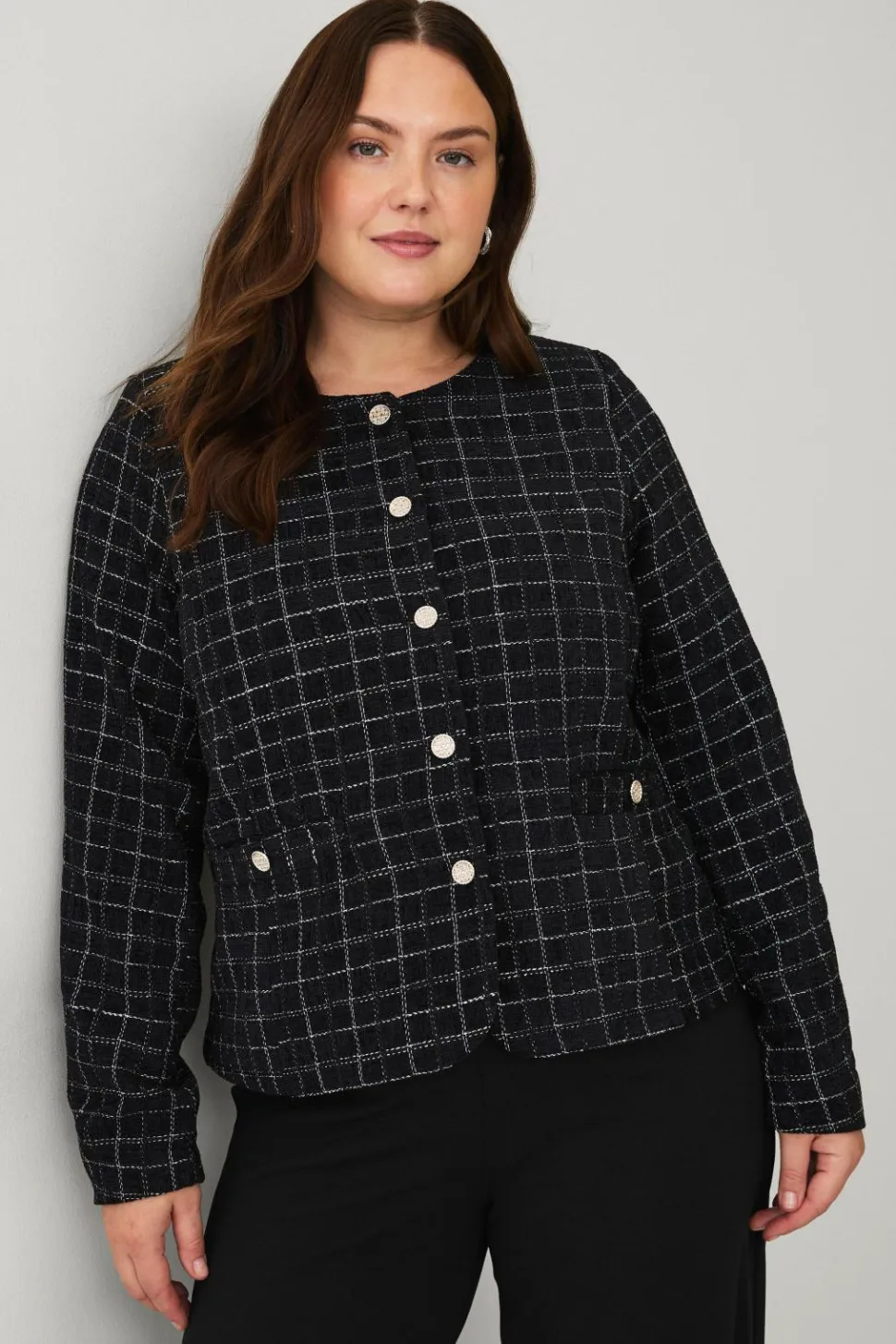 Zizzi Blazer mMonia L/S Buclé Blazer
