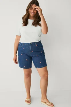 Zizzi Denimshorts jEva Embroidery Shorts