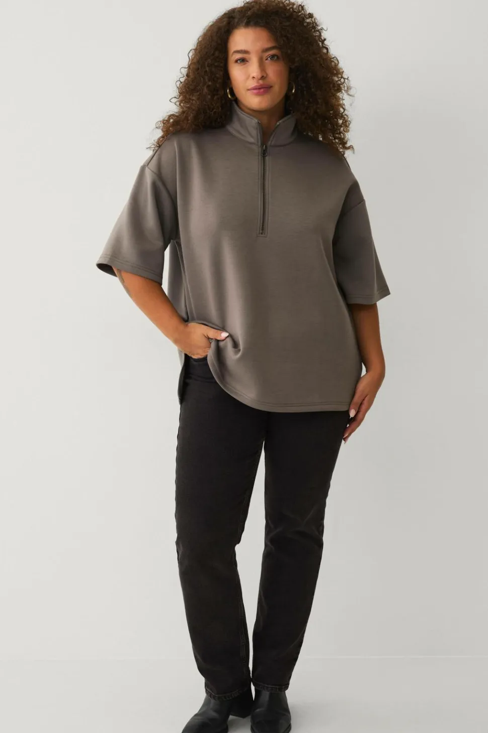 Zizzi Sweatshirt caKatalina 1/2 Zip