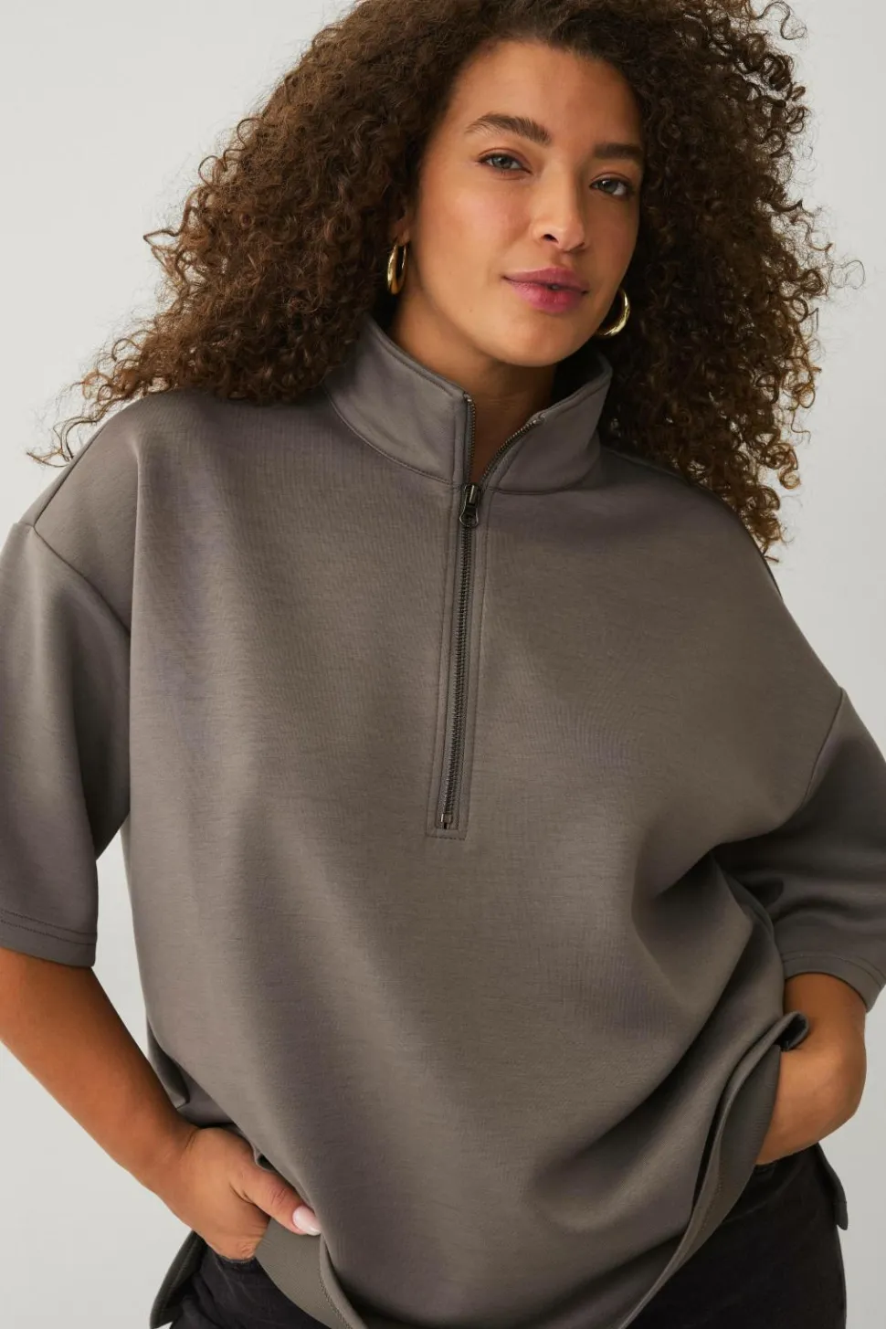 Zizzi Sweatshirt caKatalina 1/2 Zip