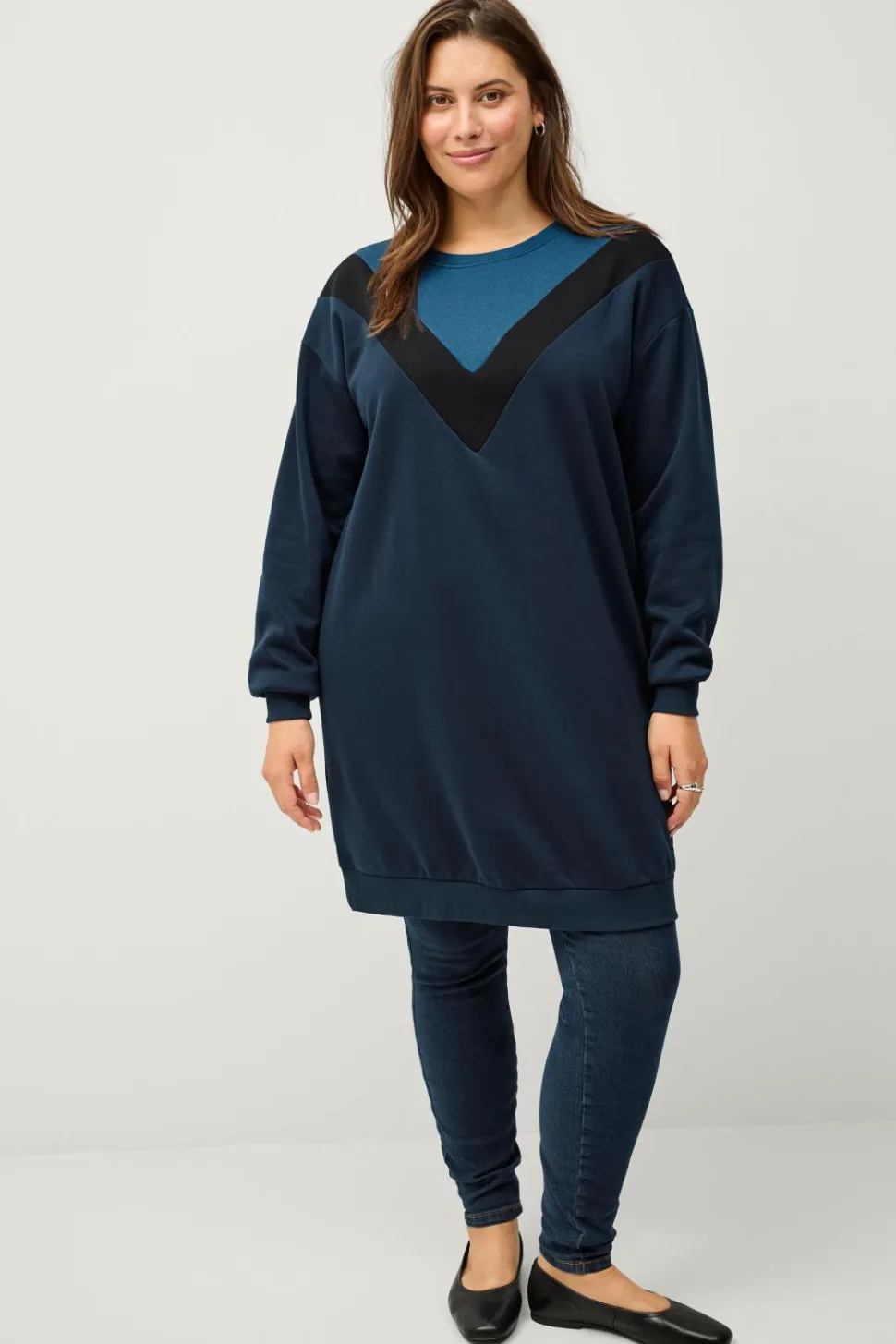 Zizzi Tunika vKathleen L/S Long Sweat